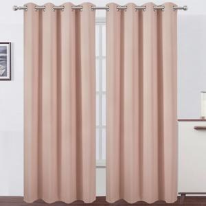 LEMOMO Blackout Curtains 52 x 108 inch/Blush Curtains Set of 2 Panels/Thermal Insulated Room Darkening Bedroom Curtains