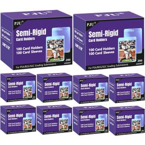 1000ct Semi Rigid Card Holders & 1000ct Card Sleeves for PSA, SGC, BGS, CSG Graded Card Submissions, Semi Rigid Baseball Cards Sleeves Protectors, PSA Graded Trading Cards Sleeve