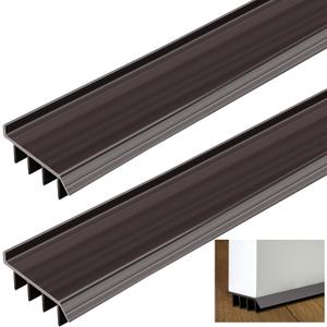 2 Pcs 4 Feet Brown Vinyl Door Bottom Adjustable Weatherstrip Door Bottom with Drip Cap Weatherproof Under Doors Seal for Gaps from 1/4'' to 9/16'' for 1 3/4'' to 2'' Thick Doors