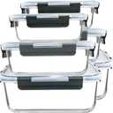 M MCIRCO 67.4oz (8.3 cup), 33.8oz (4.2 cup) & 18.6oz (2.1 cup) Extra Large Glass Food Storage Containers Set with Lids, 6 Pack Airtight Glass Storage Container for Microwave, Oven, Freezer Dishwasher