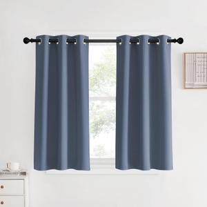 NICETOWN Stone Blue Thermal Insulated Curtains Blackout Draperies, Set of 2, 34 by 40 inches Long, Window Treatment Solid Grommet Room Darkening Drape Panels for Bedroom