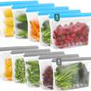 IDEATECH Quart Freezer Bags, BPA Free PEVA Reusable Sandwich Snack Bags, Quart Size Food Baggies Containers for Travel, Lunch, Healthy Food (10Pack-10Quart, Colored) (Multicolor)