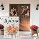 Fall Garden Flags 12x18 Inch Double Sided Autumn Floral Mason Jar Flag for Yard Outdoor Farmhouse Welcome Burlap Flowers Autumn Holiday Thanksgiving Decoration