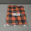 Smiry Round Picnic Tablecloth, Elastic Waterproof Fitted Vinyl Tablecloths for 36"-44" Tables, Flannel Backed Buffalo Plaid Table Cover for Dining, Camping, Outdoor, Black and Orange