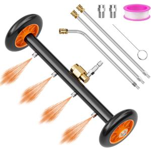 SPECILITE 16 Inch Undercarriage Pressure Washer Attachment for Cold & Hot Water Max 212, Power Washer Water Broom with 3 Extension Wands, Dual-Function Under Car Cleaner with 4 Nozzles, 4000 PSI