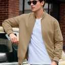 MAGNIVIT Men's Lightweight Bomber Jacket Windbreaker Casual Fall Spring Outdoor Coat (Beige, XXL)