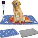 Dog Heating Pad 34"*21" for Outdoor Cat, Heated Dog Bed with Adjustable Temperature & Timer, Indoor Warming Waterproof Pet Heating Pad Mat with Chew Resistant Cord, Replacement Cover for Puppy Kitten