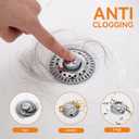 Bathroom Sink Stopper for 1.06"-1.65" Drain Holes, 2 in 1 Bath Sink Drain Strainer Stopper, Pop Up Drain Cover Plug with Hair Catcher, Stainless Steel (Chrome Silver-2p)