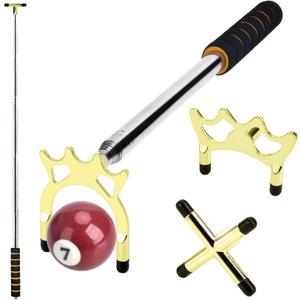 AccEncyc Retractable Billiards Cue Bridge Snooker Pool Bridge Stick Retractable Billiards Cue Stick Bridge with 3 Pcs Removable Bridge Head Pool Cue Table Accessories for Game, Competition