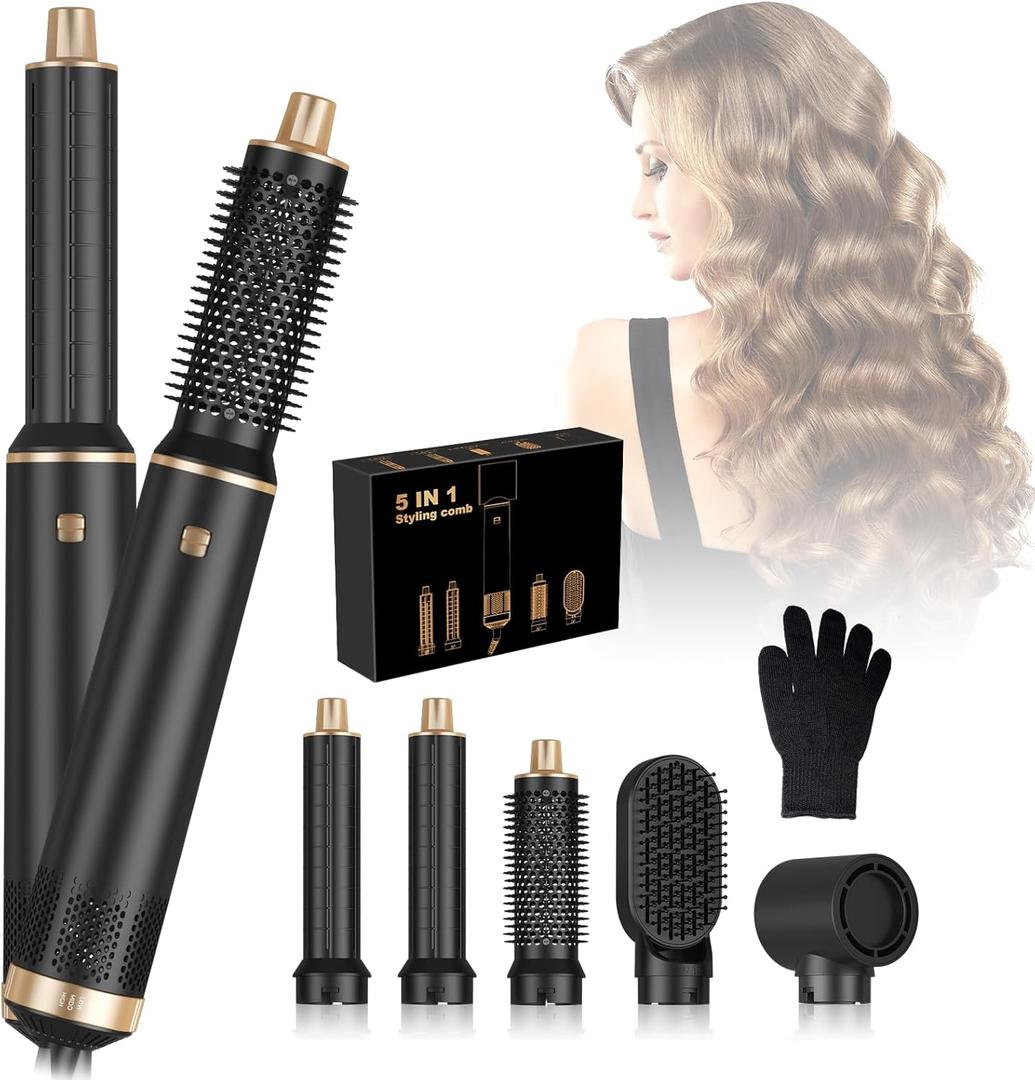 5 in 1 Blow Dryer Brush Upgrade Hot Air Brush Air Styler Curling Wrap Air Curler, Curling Iron Hair Styling Tools As A Gift for Straight/Curl/Drying/Smoothing