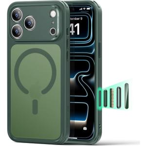 ESR for iPhone 17 Pro Case, Camera Control Cover, Compatible with MagSafe, Shockproof Military-Grade Protection, Magnetic Phone Case for iPhone 17 Pro, Classic Hybrid Case, Frosted Green