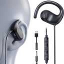 3.5mm Wired Earbuds USB Wired Headphones | Open Ear Headphones with Mic | Running Earbuds with Rotatable Earhook & Volume Control | Corded Plug-in for Traditional Phones, PC, Car AUX, Nintendo Switch