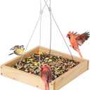 TT Nature Platform Bird Feeder for Outdoor, Eco-Friendly Wood Hanging Tray Bird FeedersDurable and Stable Great for Hanging Wild Birdfeeder Trays in Garden Outside