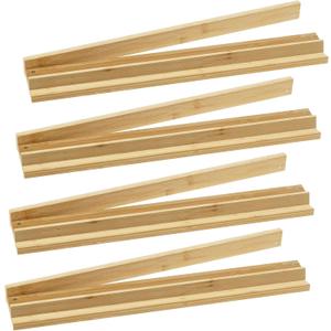 Set of 4 Upgraded Mahjong Racks with Pushers, Bamboo All-in-One Tile Racks with Built-in Push Rods for American Mahjong Games, Portable American Mahjong Accessories