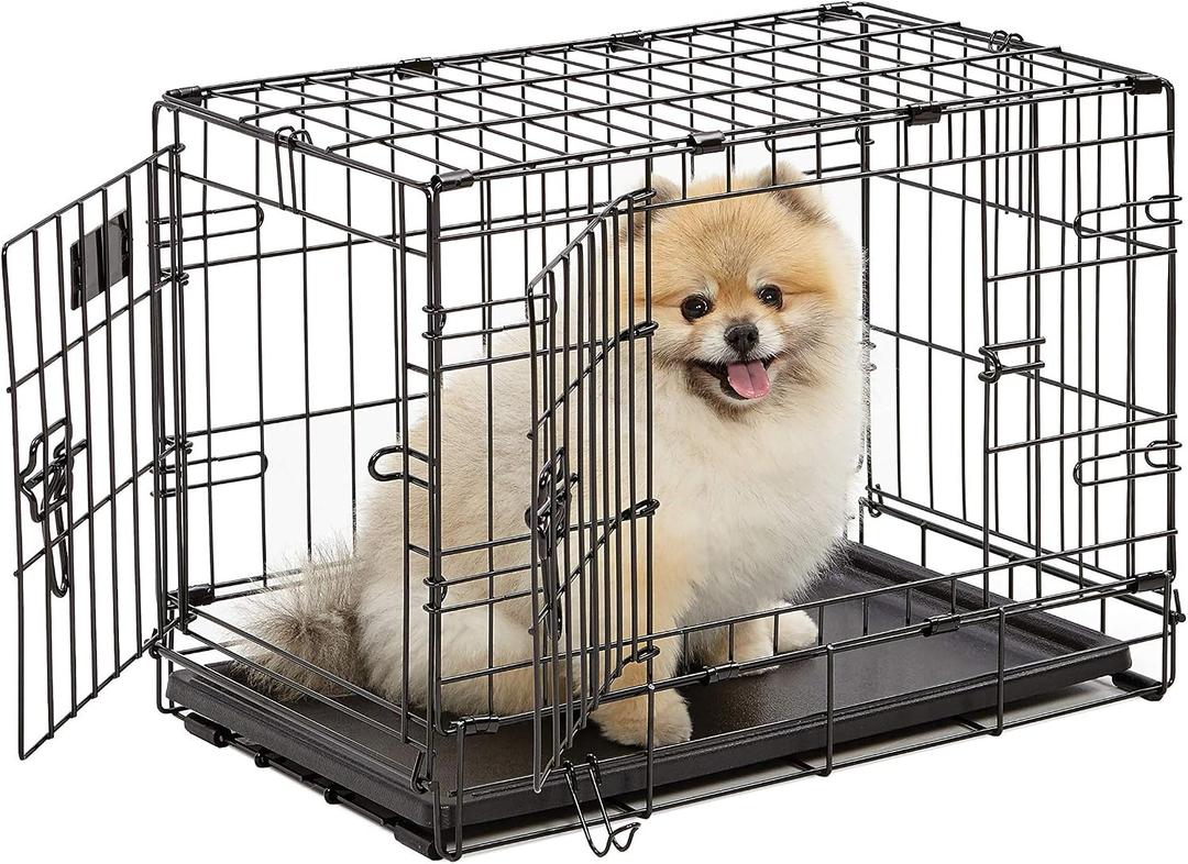 MidWest Homes for Pets 22-Inch iCrate for Extra-Small Breeds, Up to 15 lbs, Double Door Folding Dog Crate with Divider Panel, Leak-Proof Tray & Secure Latches, Portable, Durable & Easy to Assemble