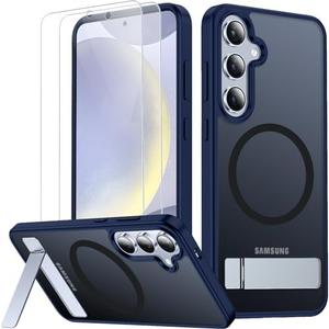 SPIDERCASE for Samsung Galaxy S24 Plus Case Blue | Magnetic, 3 Stand Ways, Military Grade Drop Protection, with Invisible Stand, Translucent, Matte, for Galaxy S24 Plus,Blue