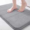  Memory Foam Bath Mat, Super Soft Absorbent Bathroom Rug Non Slip, Quick Dry, Machine Washable Floor Carpet for Tub Shower, Home Decor Accessories, 24x17, Grey