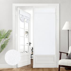 HOMEIDEAS 100% Pure White Linen Blackout French Door Curtains, Privacy Door Window Curtains, 30 X 68 Inch Room Darkening Blinds, Thermal Insulated Shades for Bedroom, 1 Panel