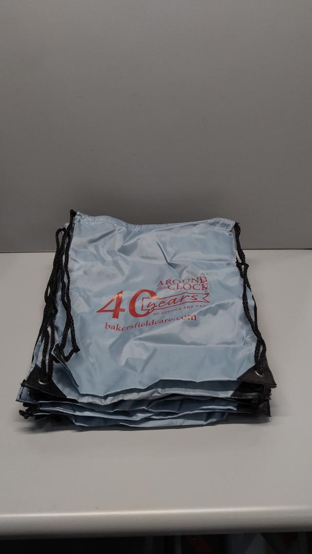 Medium Gray drawstring bag, red logo, 10pcs