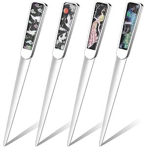 Chuangdi 4 Pieces Letter Opener Knife Fancy Stainless Steel Envelope Openers Slitter Lightweight Mail Opener Tool for Women Men Office Home School Supplies(Retro Style) 2 is missing