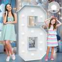 4FT Marquee Light Up Numbers - Cool White Light Up Number 6 with Fixed Water Bag, Party Decoration Large Marquee Lights Up Numbers can Be Used for Wedding Decoration, Birthday Party Deco
