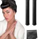 Classic Heatless Curls Overnight Rods No Heat Hair Curlers to Sleep Jumbo Foam Large Hair Rollers for Long Short Hair Heatless Curling Rod Set Styling Tools with Satin Scarf Black