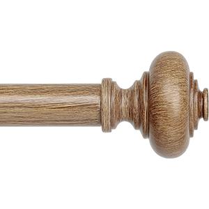 Wood Curtain Rods for Windows 30 to 56 Inch, Boho Vintage Decorative 1 Inch Diameter Wooden Curtain Rod, Adjustable Heavy Duty Rustic Farmhouse Drapery Pole with Imitation Wood Grain Finials