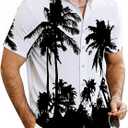 Cozople Mens Hawaiian Shirt Summer 3D Print Casual Short Sleeve Button Down Shirts Fashion Beach Shirt for Holiday (White, XL)