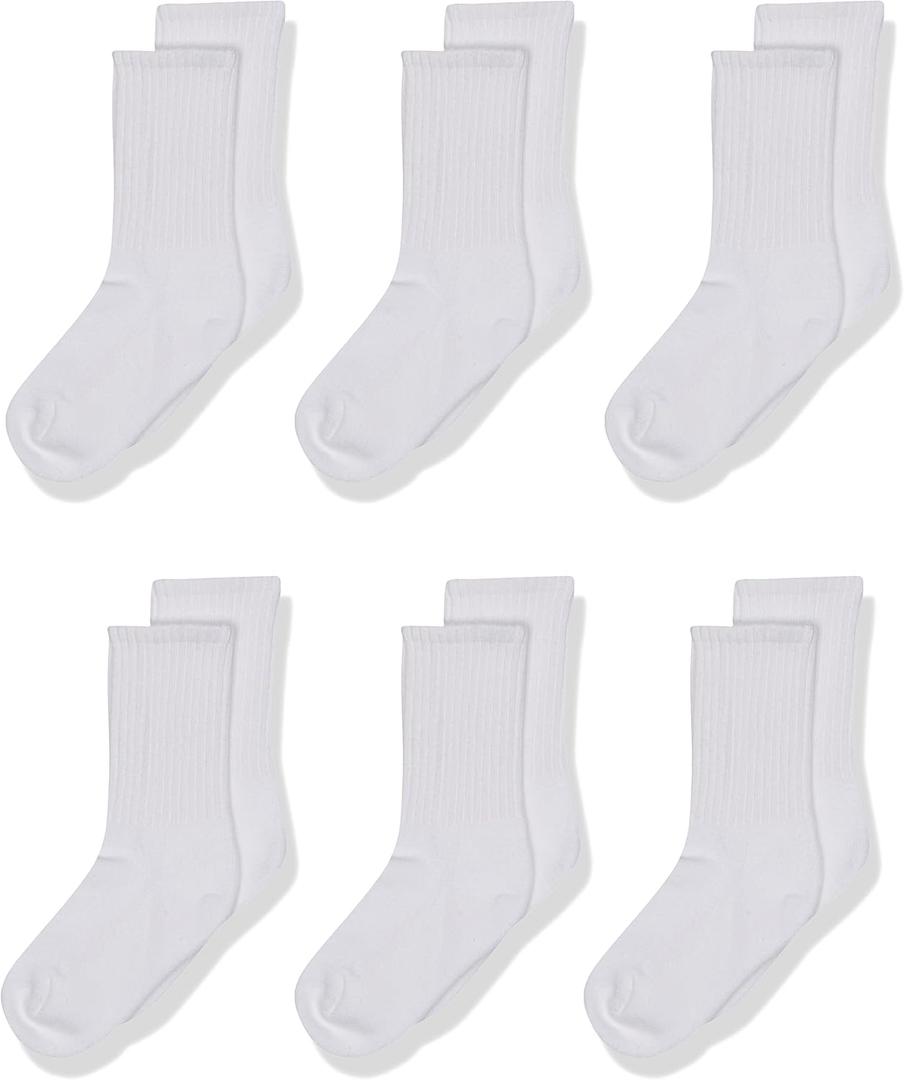 Jefferies Socks Girls' Half-Cushion Seamless Socks (Pack of 6) (Large, White)
