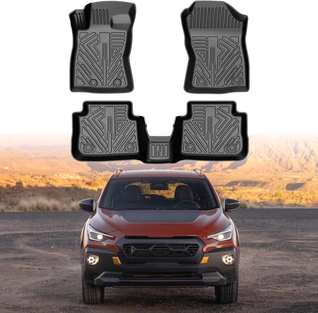 Mixsuper Liner Floor Mats for 2024-2026 Crosstrek & Impreza, All Weather Floor Liners Durable 1st and 2nd Row Set Black