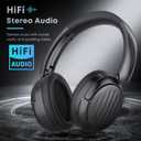 Bluetooth Headphones with Active Noise Cancelling (ANC), Wireless Over Ear Bluetooth Headsets with 35H Playtime, HiFi Stereo Foldable Headphones with Foam Ear Cups for Sports, Travel, Black