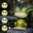 MININOVA Funny Frog Garden Statues with Solar Move Eyes Resin Outdoor Decorations Yard Art Home Decor Funny Gag Gift, White Elephant Gift for Adults Father Kids