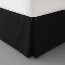 LUX Décor Twin Bed Skirts 16 Inch Drop - Brushed Microfiber Pleated Bed Skirt - Easy Fit, Wrinkle & Fade Resistant (Twin, Black)