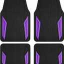 PIC AUTO Rubber Floor Mats, Purple Aluminum Film with Colorful Piping Floor Mats for Cars, Car Mats with Non-Slip Backing, All-Weather Protection, Trim-to-Fit Liner for Cars, SUVs, Trucks, Vehicles