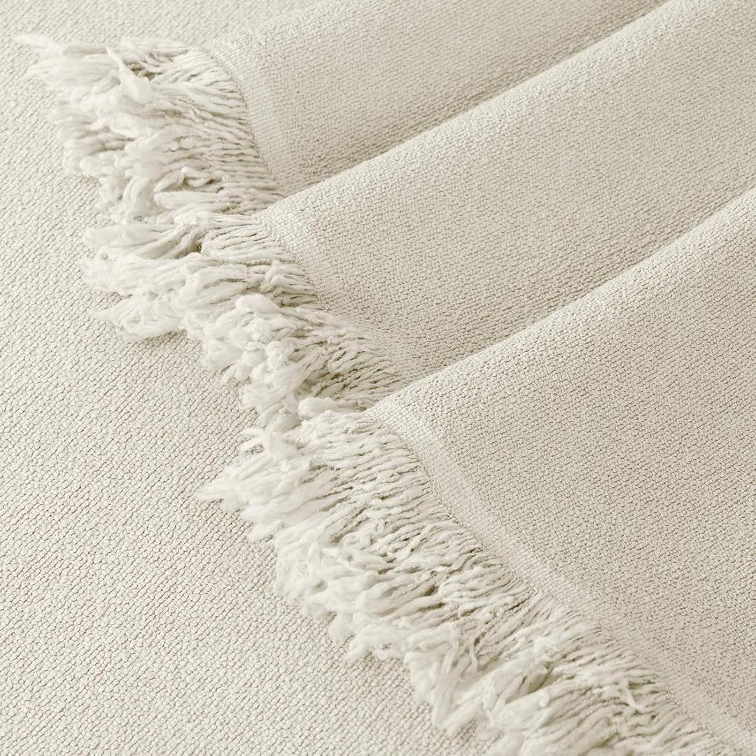 TAOCOCO Couch Cover, Couch Cover Blanket for Sofa, Thick Durable Throw for Sectional Couch, Washable Furniture Protector for Dogs Kids, Tassel Trim, 71''x150'' Beige