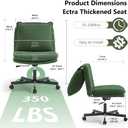 Fizzin Cross Cross Chair Memory Foam Armless with Wheels Home Office Green, 24.02" W x 27.95" D x 38.19" H