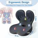 Seat Cushion,Office Chair Cushion with Lumbar Support,Memory Foam Car Orthopedic Cushion,Ergonomic Designed for Long Sitting,Tailbone & Back Pain Relief,Sciatica Pillow for Office,Car,Home Chair