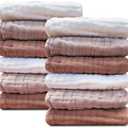 Sunny zzzZZ Baby Muslin Washcloths -100% Cotton Muslin Soft Absorbent Large Baby Bath Wash Cloths for Newborns Kids Girls and Boys -12 Pack, 12x12 Inches - White+Light Bean Paste Series