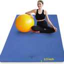Hatha Yoga Large TPE Yoga Mat 6'x4'x1/2" Extra Thick Non-Slip Exercise Mat - for Yoga Pilates & Home Gym Workouts (Blue)