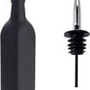Restaurantware RW Base 16.9 Ounce Olive Oil Dispenser 1 Kitchen Oil Dispenser Bottle - With Stainless Steel Pourer Non-Leaking Black Glass Olive Oil Pourer For Cooking Or Salad Dressings