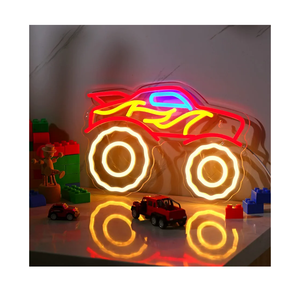 Riakrum Monster Neon Truck Sign Room Decor for Boys Truck Lamp LED Neon Night Light USB Powered Wall Decor for Kids Boys Playroom