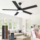 ZMISHIBO 60 Inch Ceiling Fans with Lights, Smart Remote/APP Control, Modern Ceiling Fan with 6 Speeds & 3CCT, Dimmable 30W LED, Quiet DC Motor, Noiseless for Living Room, Bedroom, Kitchen, Black