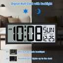 WallarGe Backlight Digital Wall Clock Battery Operated - with Temperature and Date 14.5'' Large Digital Wall Clock, Easy to Read and Set, Auto DST