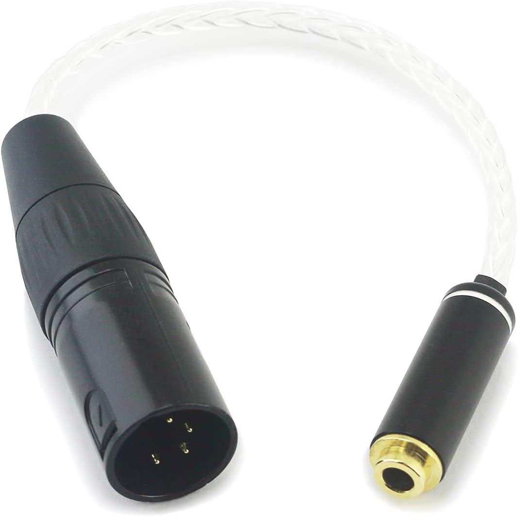 NewFantasia 4-pin XLR Balanced Male to 4.4mm Balanced Female Headphone Audio Adapter Cable 8 Cores 6N OCC Copper Single Crystal Silver Plated Wire