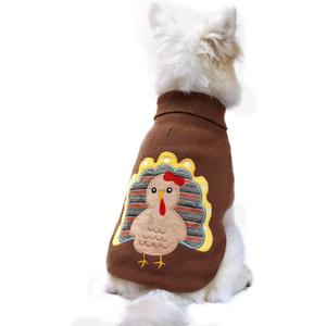 Hotumn Classic Knit Dog Sweater with Hole - Thanksgiving Turkey Pattern - Warm Winter Pet Clothes for Small Dogs (Small)