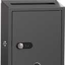 Mailbox with Combination & Key Unlock, Metal Mail Boxes Suggestion Box Wall Mount, Business Key Drop Box, Locking Post Box for House, Weatherproof, Large Capacity 14x4x10in,Black