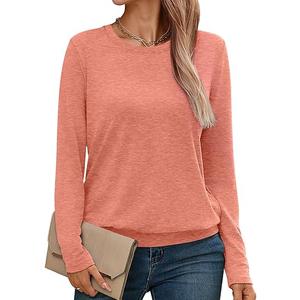 Micticsi Womens Long Sleeve Shirts Casual Banded Hem Tops Basic Tees Spring Outfits Clothes 2026 3 Sustainability Features Coral, Large