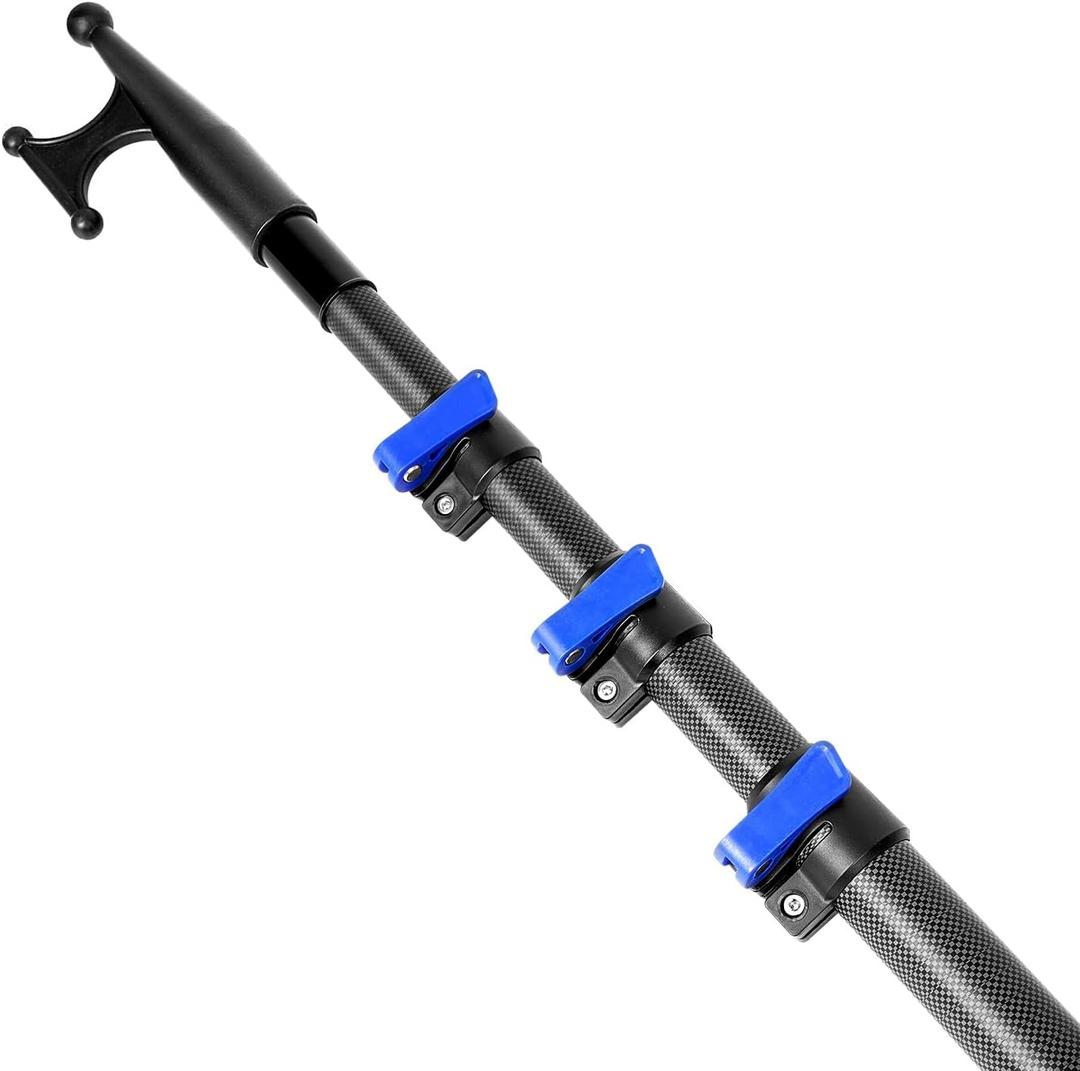 DOBEN Carbon Fiber Telescoping Boat Hook, Boat Hooks for Docking with Telescoping Extension Pole, Lightweight and Sturdy Push Pole with 3/4" Thread Boating Accessories (12 FT)