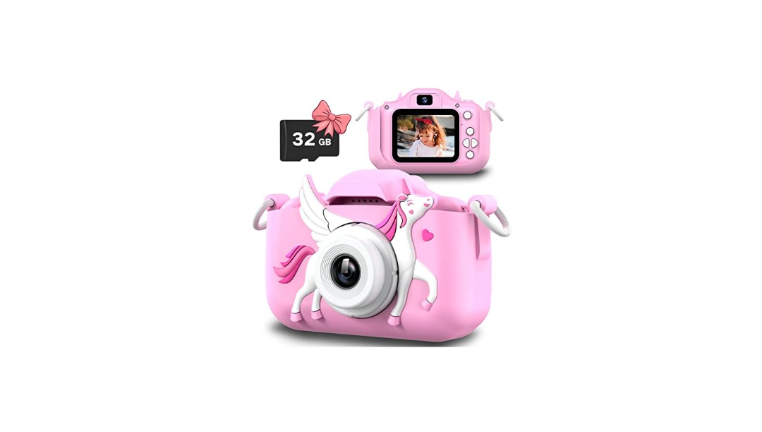 Slothcloud Kids Selfie Camera,Birthday Gifts for Boys Girls Age 3-12,HD Kids Digital Video Cameras for Toddler,Toys for 3 4 5 6 7 Years Old Teens with 32GB SD Card with Cartoon Soft Silicone Cover
