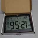 WallarGe Atomic Digital Wall Clock Battery Operated, Self-Setting, Large Display with Temperature, Date, Day of The Week, Silent Wall Mount Digital Clock, 4 Time Zones, DST (Medium)